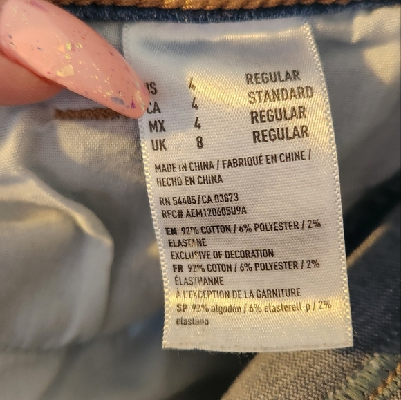 American Eagle Skinny Kick Jeans Stretchy Bootcut Mid Rise Size 4 Western Boho - Picture 7 of 11